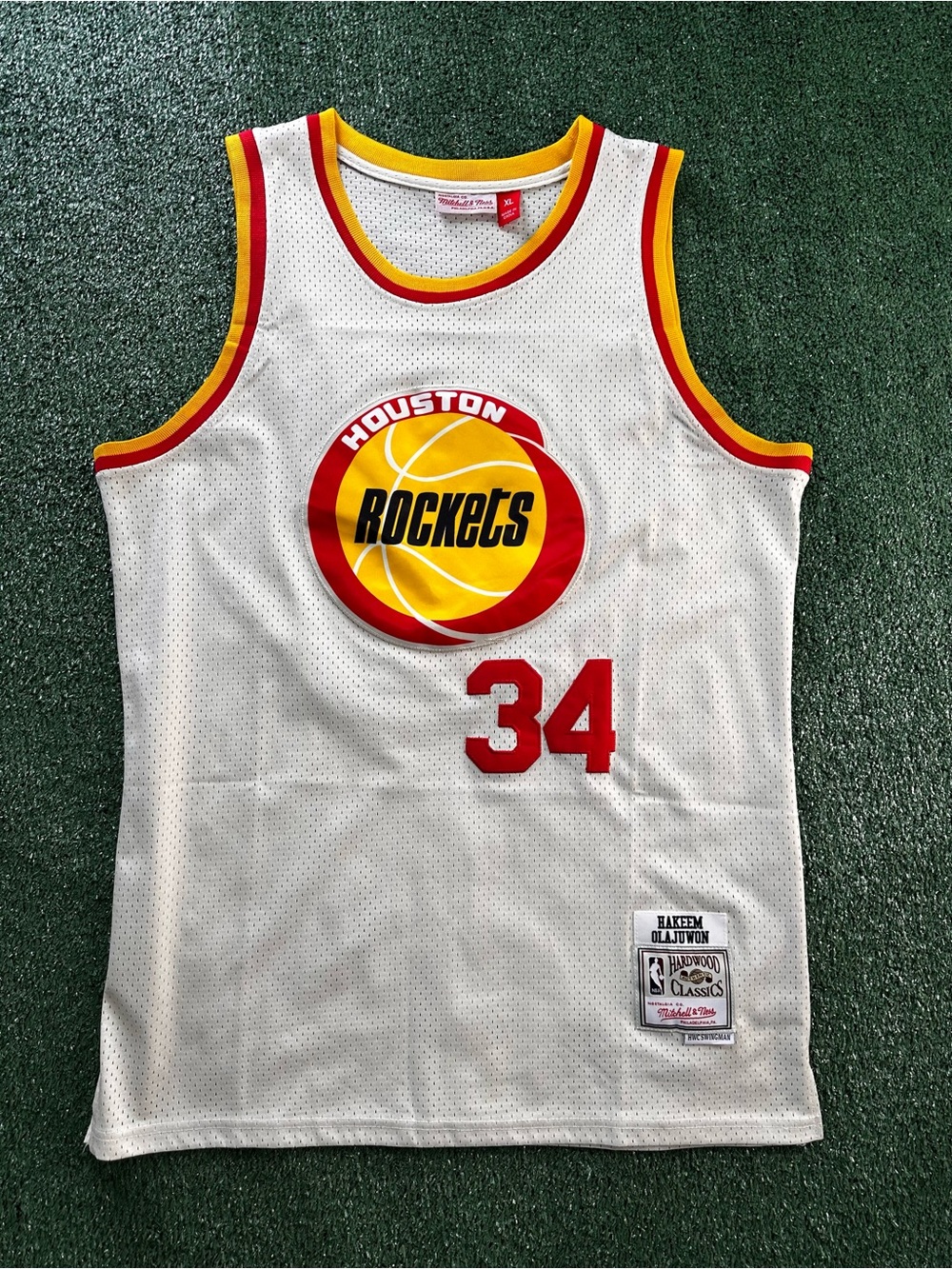 Hakeem Olajuwon Houston Rockets #34 White Retro Basketball Jersey
